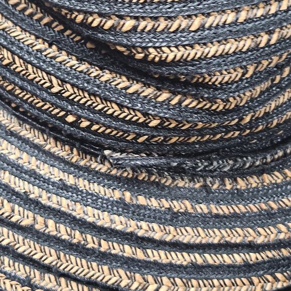 Da Me Sun Hat Striped Stra Black Beige Viscose Made in Italy - Picture 5 of 13